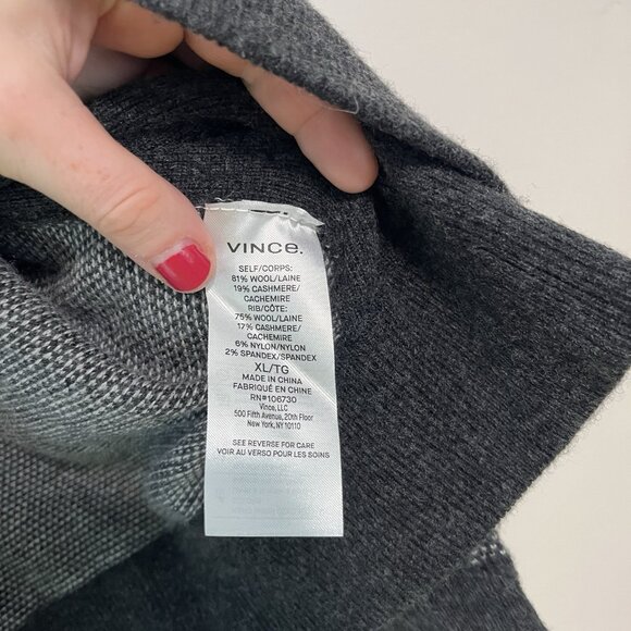 Vince NWT Birdseye Raglan Charcoal Gray Wool Cashmere Sweater Size XL - Picture 5 of 8